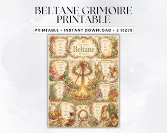 Beltane Grimoire Printable, Buch der Schatten PDF, Wicca Sabbat Anleitung, Rad des Jahres, Ritual zum Ersten Mai, heidnische Feiertage