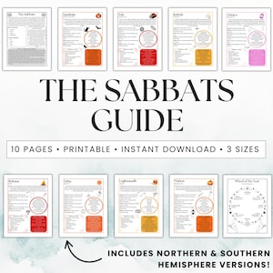 Sabbats Grimoire Printable, Wheel of the Year, Wiccan Sabbats, Grimoire Pages, Grimoire Printable, Witchcraft, Book of Shadows, Sabbat Pages