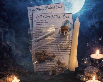 Full Moon Spell Kit, Full Moon Ritual Kit, Full Moon Release, Wish Manifestation Ritual Set, Witchcraft Moon Kit, Moon Magic Kit Lunar Spell