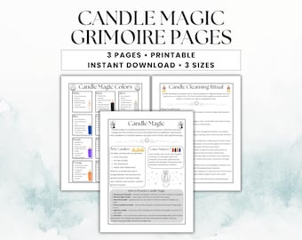 Kerzenmagie Grimoire Seiten, Hexerei Seiten, Grimoire zum ausdrucken, Kerzenfarben Grimoire druckbar, Buch der Schatten druckbare Kerzenmagie