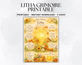 Grimorio Litha stampabile, Libro delle Ombre in PDF, Guida al Sabbat Wiccan, Ruota dell'Anno, Rituale del Solstizio d'Estate, Festività Pagane