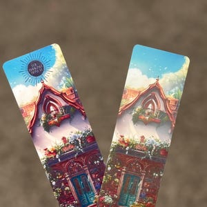 Cottagecore Bookstore Bookmark | Double-Sided Laminated Bookmark | Bookish Gift for Readers | Aesthetic Book Lover Gift