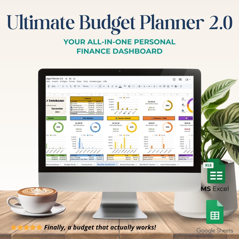 Ultimate Annual Budget Spreadsheet, Monthly Budget Planner 2026 ...