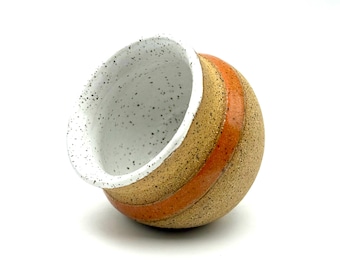 Handmade Ceramic Salt Cellar: Speckled Kitchen Pottery with Spoon