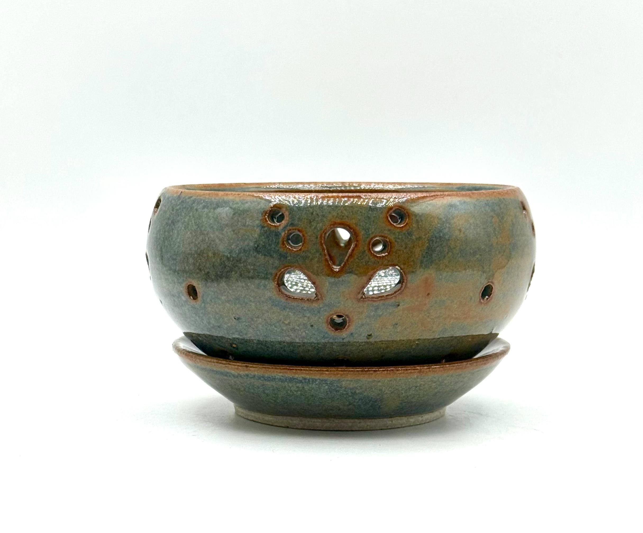 Handmade Berry Bowl – Small Ceramic Colander, Hand-thrown Pottery Rinse ...