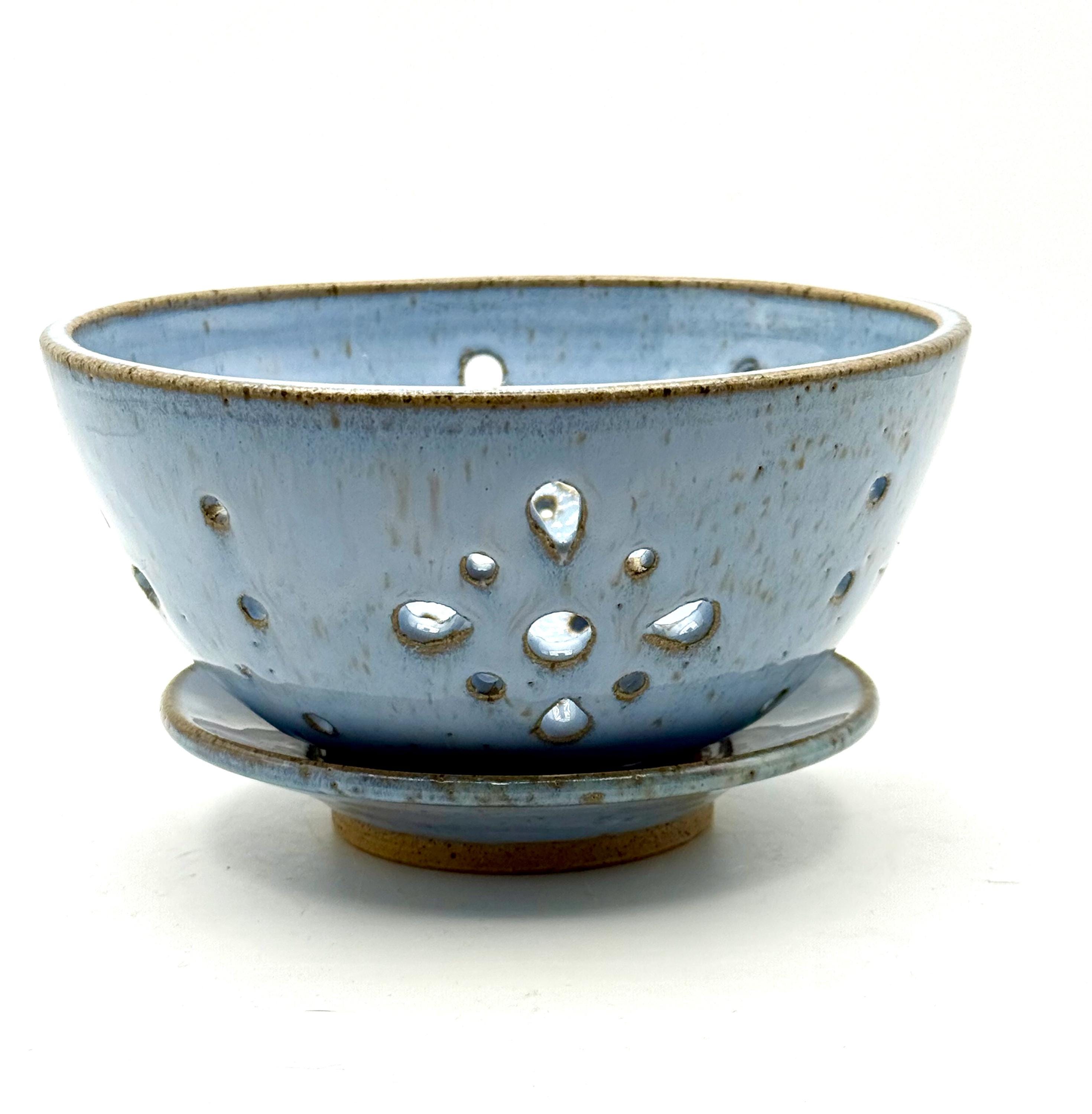 Handmade Berry Bowl – Small Ceramic Colander, Hand-thrown Pottery Rinse ...