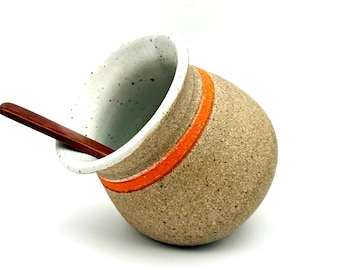 Large Hand Thrown Salt Cellar – Unique Ceramic Pottery Jar, Hand Glazed Stoneware Kitchen Container
