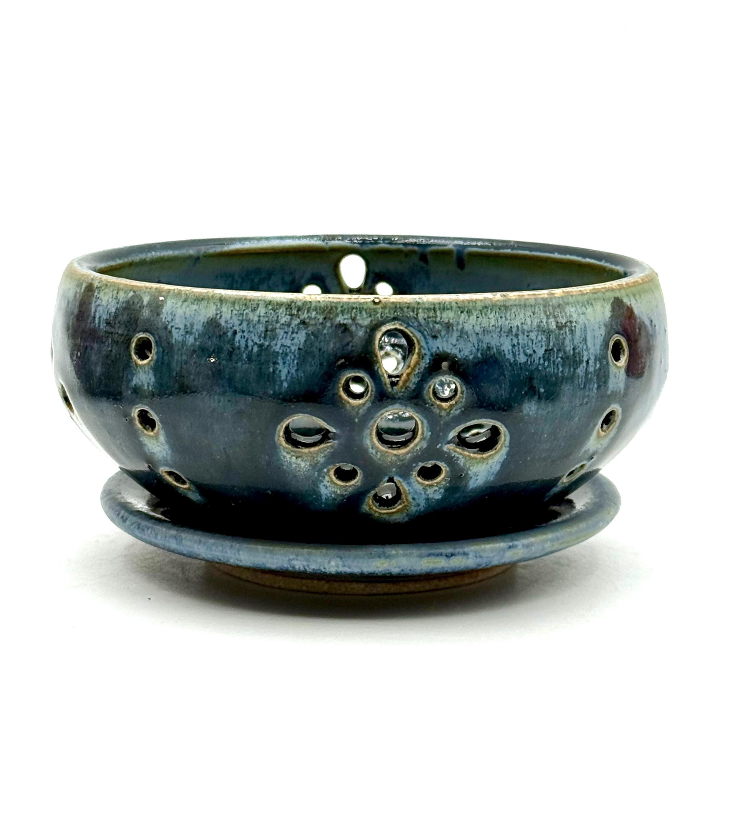 Handmade Berry Bowl – Small Ceramic Colander, Hand-thrown Pottery Rinse ...