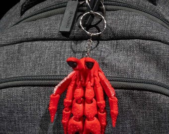 Flexible Hermit the Crab Keychain Purse Charm | Backpack Charm | Bag Accessory | Articulated Toy | 3D Print