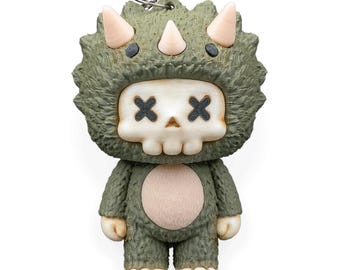 Skubbie Keychains | Collect Them All | Trixi Triceratops | Chibi Kawaii | Purse/Backpack Charm | Bag Accessory