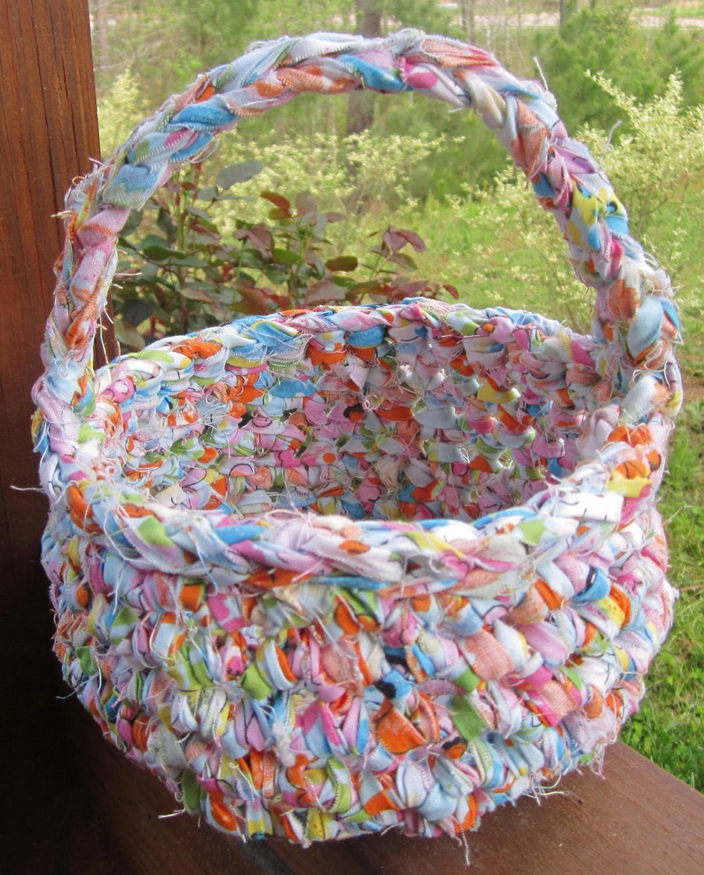 Crochet Basket With Handle Easter Basket, Custom Made Gift Basket
