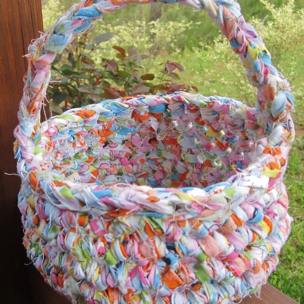 PDF Pattern for Basket with Handle, Easter Basket, Rag Crochet