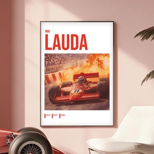 Niki Lauda Ferrari Poster, Formula 1 Wall Art, F1 Ferrari Print, Motorsport Grand Prix Decor, Car Racing Artwork, F1 Lovers Gift Decor