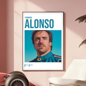 フェルナンド・アロンソ F1ポスター、F1ウォールアート、フェラーリプリント、モータースポーツグランプリ装飾、カーレースアートワーク、F1愛好家へのギフト装飾