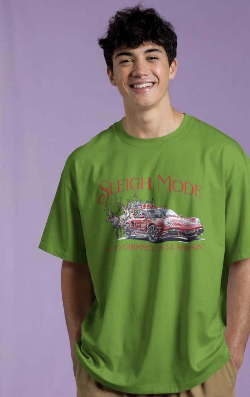 Funny Christmas Porsche Unisex T-Shirt | Reindeer Shirt | Car Lover Gift | porsche shirt | Christmas Gift Shirt | Retro Christmas Shirt image 2