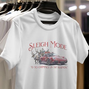 Funny Christmas Porsche Unisex T-Shirt | Reindeer Shirt | Car Lover Gift | porsche shirt | Christmas Gift Shirt | Retro Christmas Shirt image 4