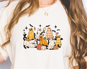 Halloween Cat Shirt, Spooky Season Cat Sweatshirt, Cat Ghost Shirt, Black Cat Halloween Shirt, Cute Halloween Sweatshirt, Spooky Season Gift