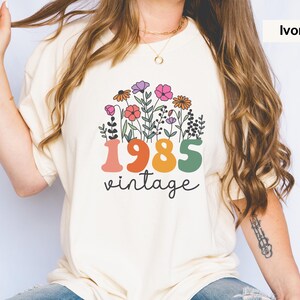 Vintage 1985 Comfort Colors® Shirt, 40th Birthday Shirt For Women, 40th Birthday Gifts, 1985 Birthday Sweatshirt, Floral 40th Birthday Shirt