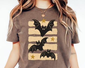 Halloween Bat Shirt, Spooky Season Shirt, Gothic Halloween Sweater, Fall Festival Outfit, Halloween Graphic Tee
