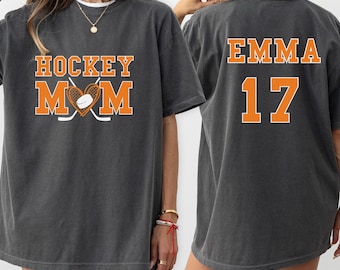 Comfort Colors® Hockey Mom Shirt, Custom Hockey Mom Sweatshirt, Name And Number Hockey Shirt, Personalized Hockey Mom Gift, Ice Hockey Shirt