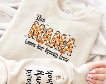 Custom Halloween Mama Sweatshirt, Spooky Mama Sweatshirt, Custom Name Halloween Sweater, Halloween Mama Hoodie, Halloween Mom Gift