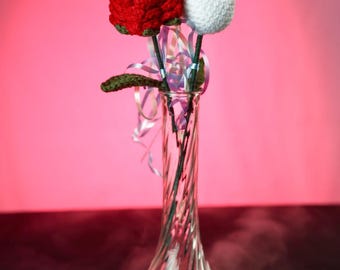 Mother’s Day Gift, Crochet Flower Bouquet, Forever Rose or Tulip, Handmade Knitted Flowers for Mom, Grandma, Wife, Teacher Appreciation Gift