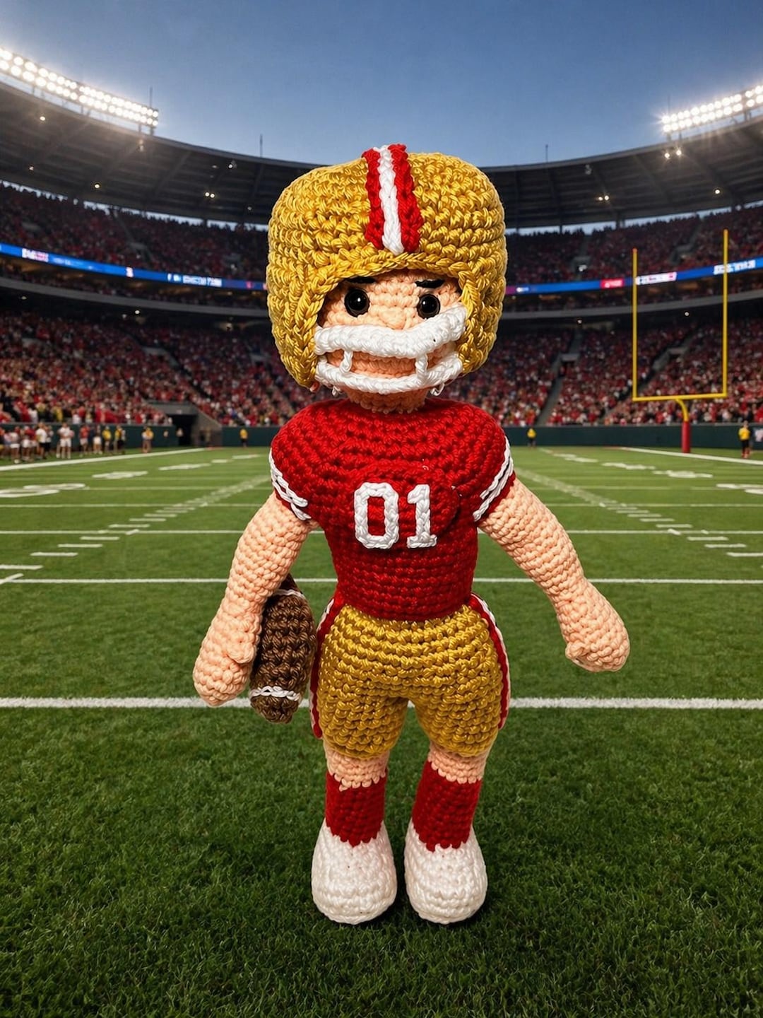 Custom Football Player Doll, Handmade Crochet Amigurumi, Personalized ...