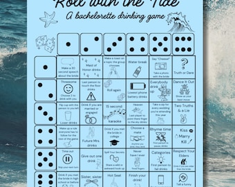 Juego de dados de despedida de soltera: plantilla editable de Canva / Juego de beber / Tema playero: "El último brindis en la costa"