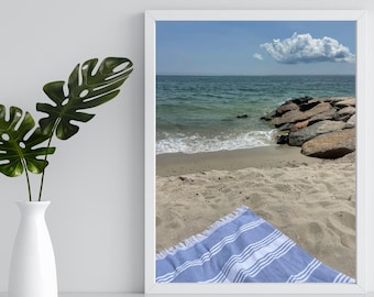 Impresión de playa de Cape Cod: fotografía costera oceánica, arte mural tranquilo junto al mar