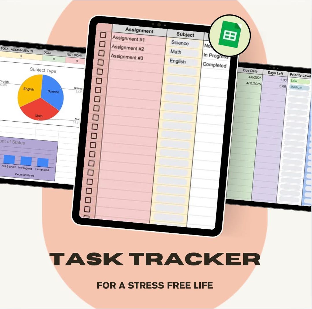 Assignment Task Tracker in Google Sheets With Editable Labels and ...