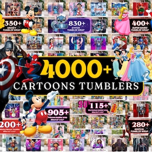 4000+ Cartoon Tumbler Bundle, All Cartoon Character Sublimation, Kids Tumbler PNG, Sublimations, Cartoon Tumbler Designs, kids tumbler