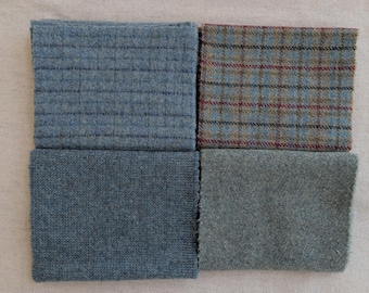 Mill Dyed 100% Wool Bundle- Blues-Washed
