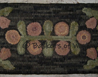 Primitive Rug Hooking Pattern-Antique Flower Garden