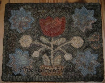 Folk Art Primitive Rug Hooking Pattern-Summer Glory
