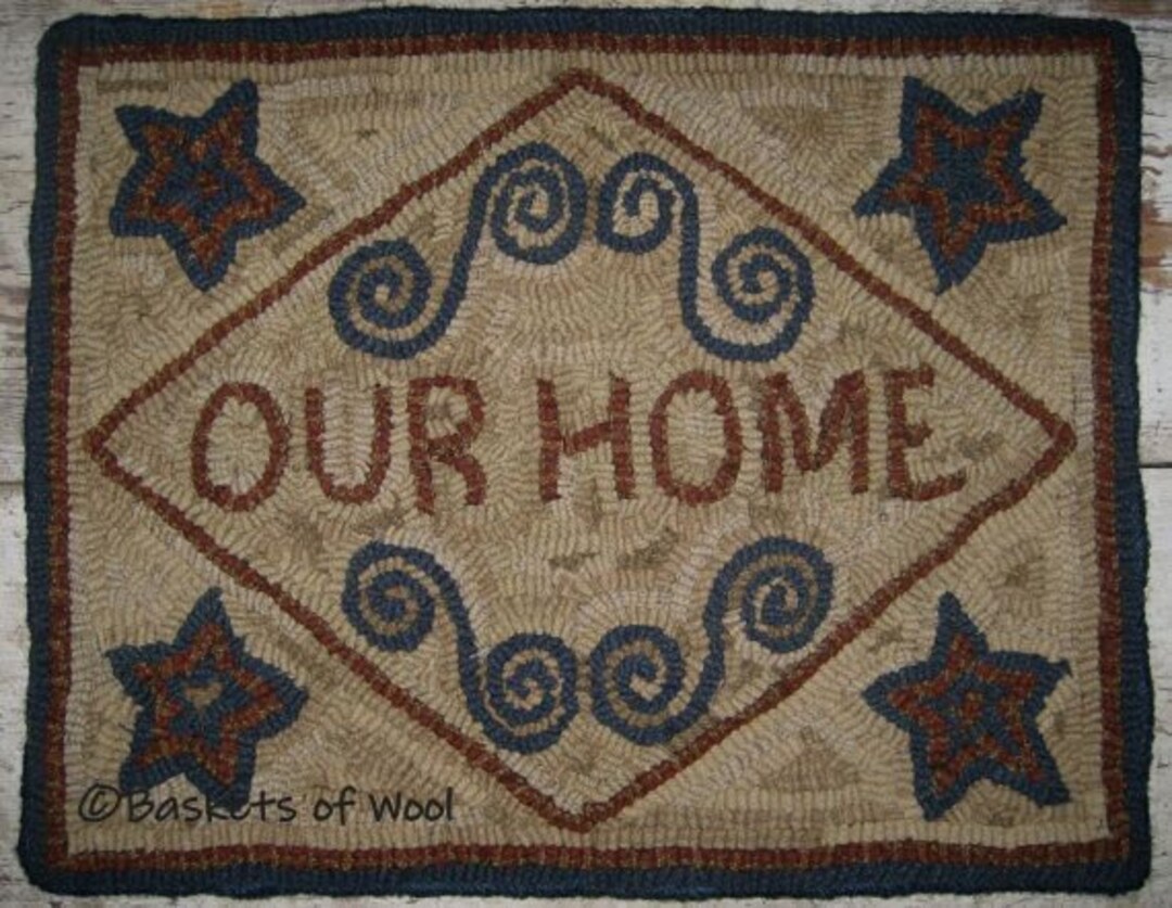 Primitive Folk Art Rug Hooking Pattern~our Home - Etsy