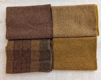 Mill Dyed 100% Wool Bundle- Mustards-Washed