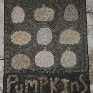 Primitive Folk Art Rug Hooking Pattern~Pumpkins