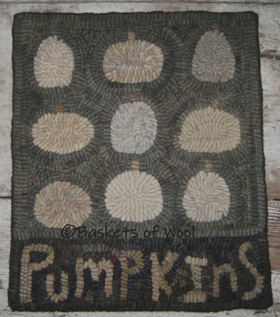 Primitive Folk Art Rug Hooking Pattern~Pumpkins