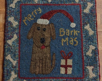 Primitive Rug Hooking Pattern-Merry Bark-mas