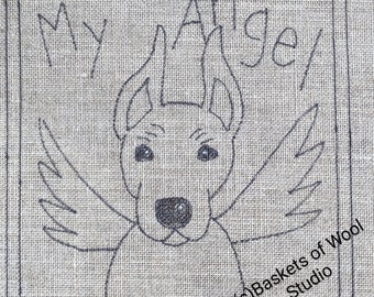 Primitive Rug Hooking Pattern-My Angel~Doberman