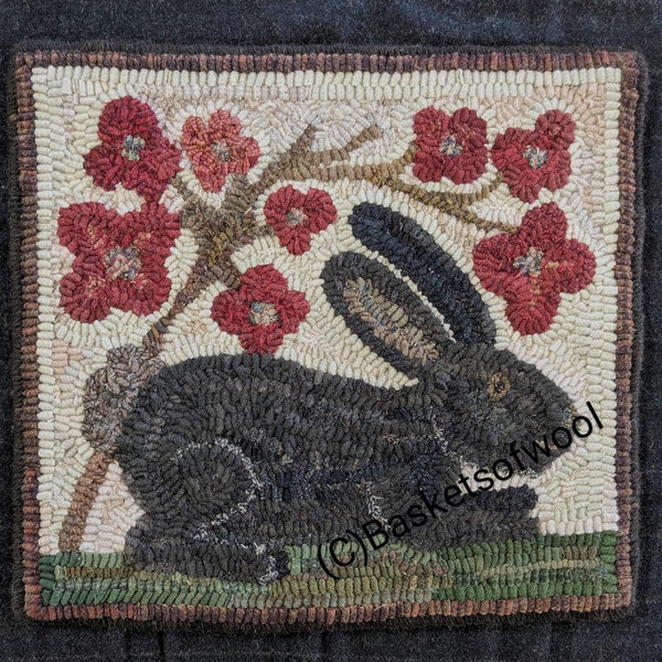 Springtime Bunny- Linen Rug Hooking Pattern