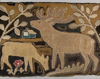 Primitive Rug Hooking Pattern~Two Deer