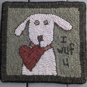 Primitive Folk Art Rug Hooking Pattern-I Wuf U