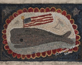 Primitive Folk Art Rug Hooking Pattern-Flying At Sea