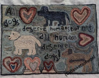 Primitive Rug Hooking Pattern~ All Dogs