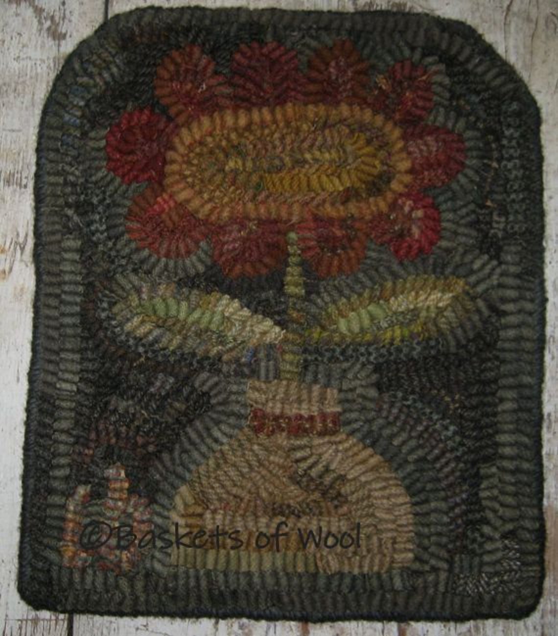 Primitive Folk Art Rug Hooking Pattern~wonky Red Flower - Etsy