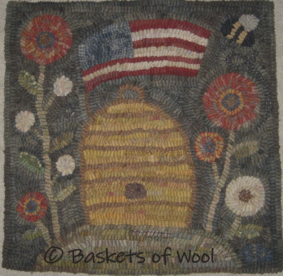 Primitive Rug Hooking Pattern-americana Beehive - Etsy