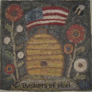 Primitive Rug Hooking Pattern-Americana Beehive