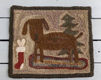 Primitive Rug Hooking Pattern-Dog-mas
