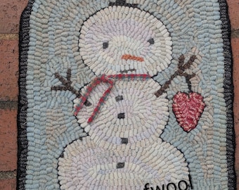Primitive Rug Hooking Pattern ~ Snowman & Heart
